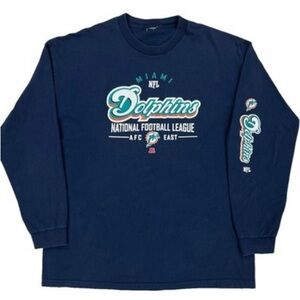 Miami Dolphins NFL Long Sleeve Tee XXL Navy AFC East Football Graphic Shirt